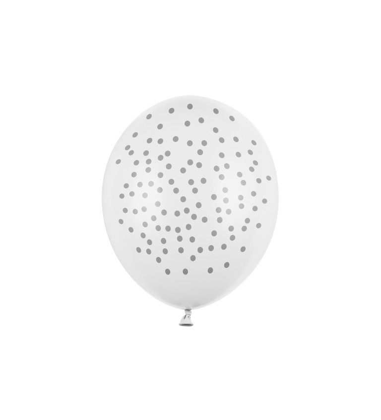 Balónky se stříbrnými puntíky - 6 ks