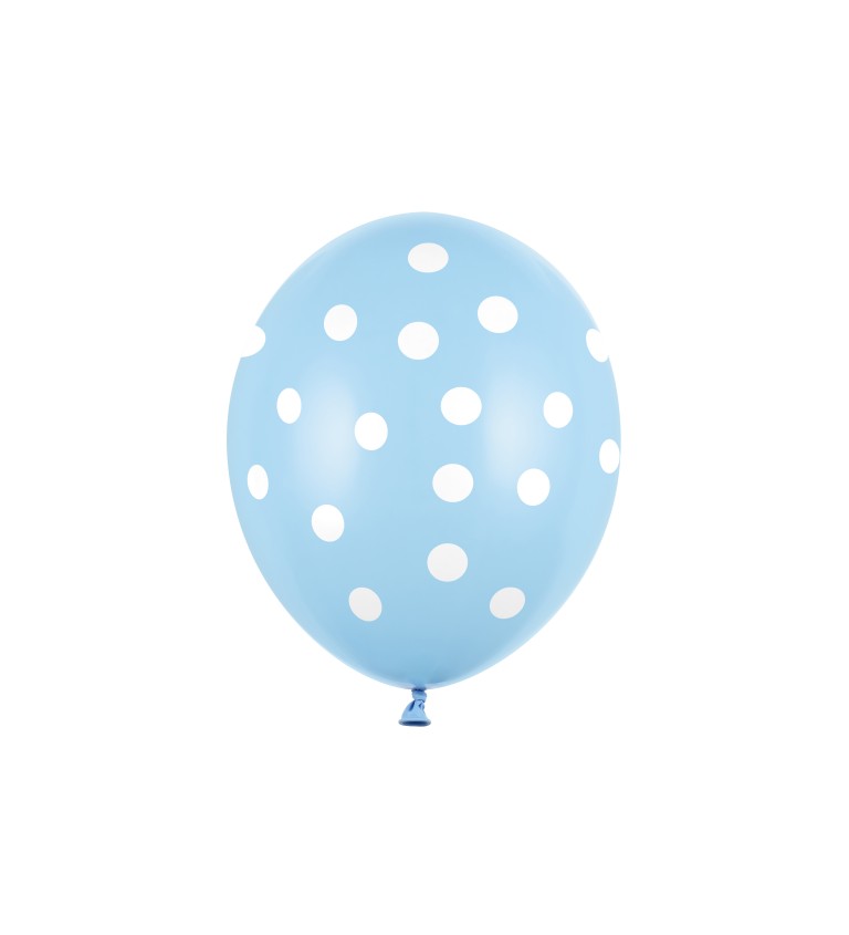 Modré balónky s bílými puntíky