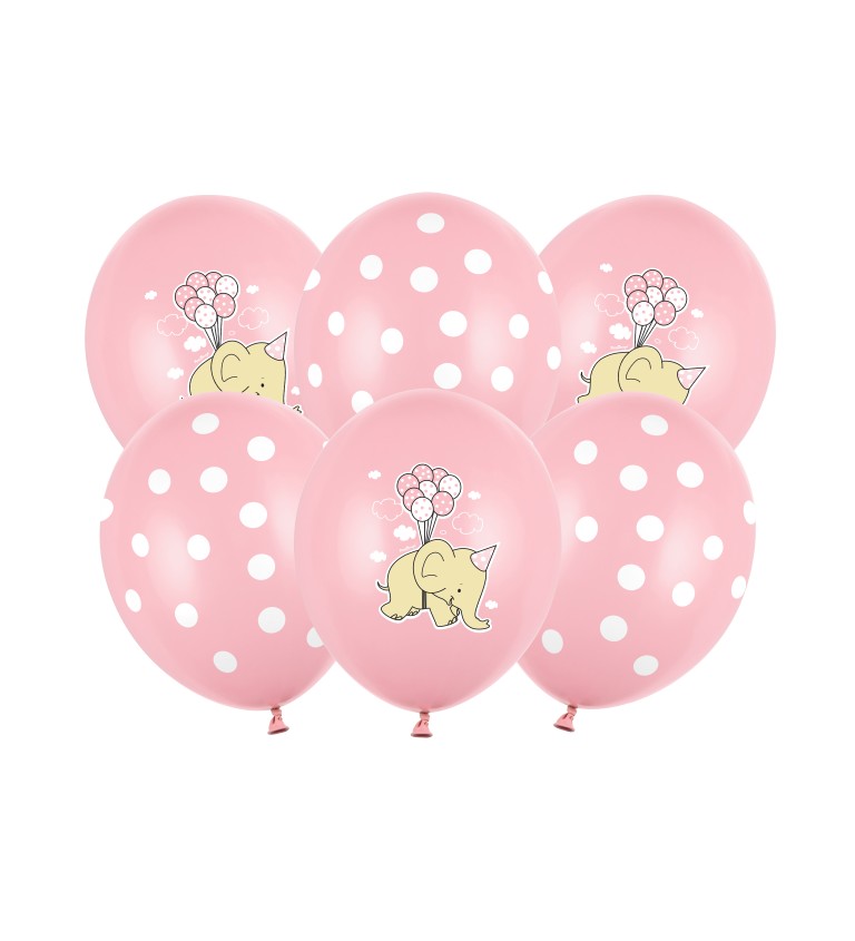 Latexové balónky Slon pink - 6 ks