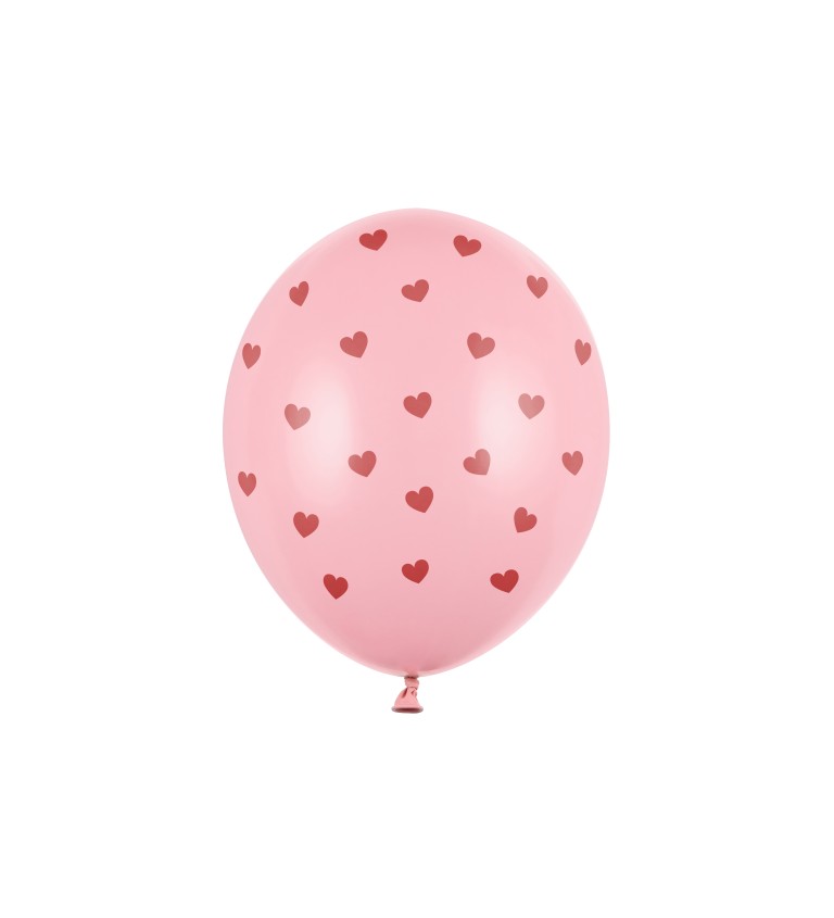 Růžov balónky - červená srdíčka