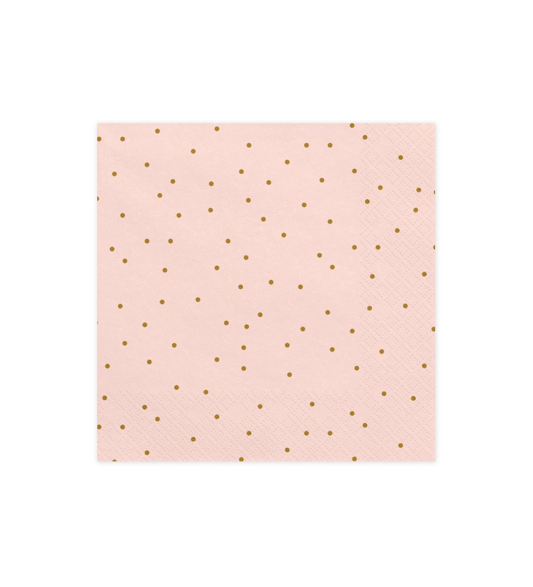 Růžové ubrousky se zlatými puntíky