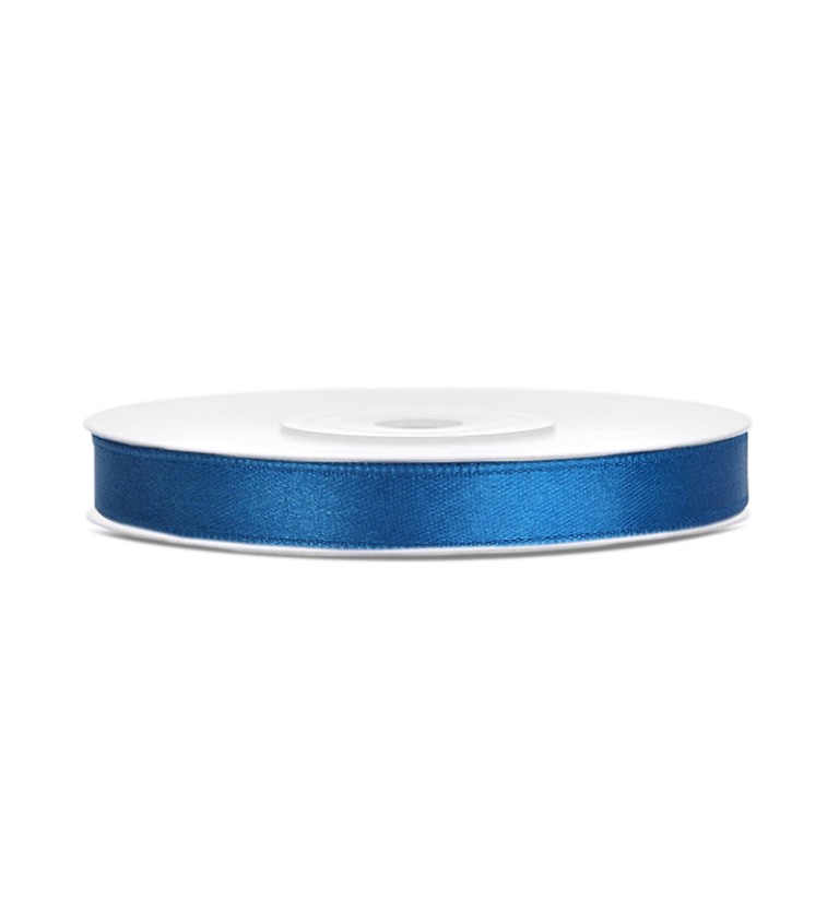 Saténová stuha - tmavě modrá (6 mm)