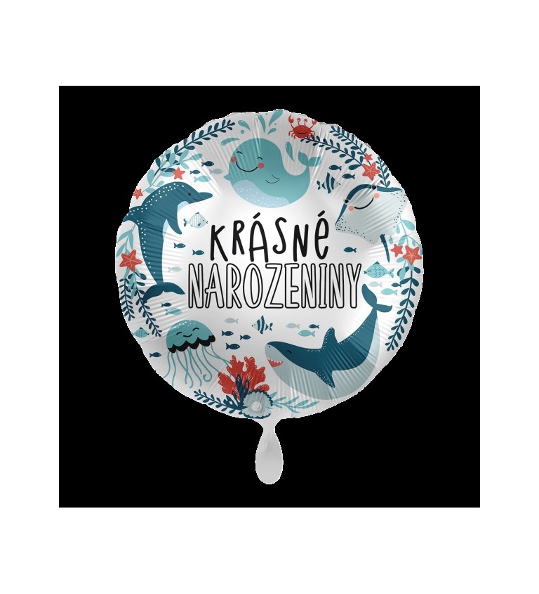 Balónek s mořskými zvířaty - Krásné narozeniny
