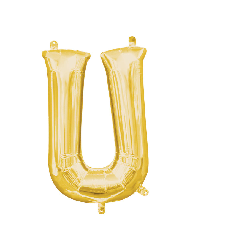 Zlatý foliový balónek ve tvaru písmene U