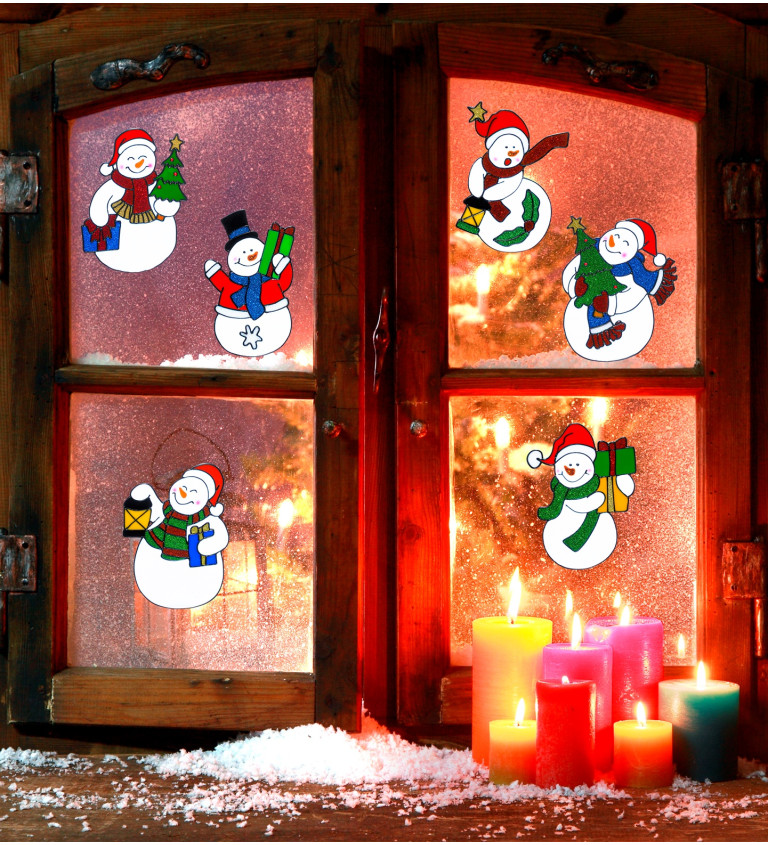 Vánoční samolepky na okno - sněhuláčci