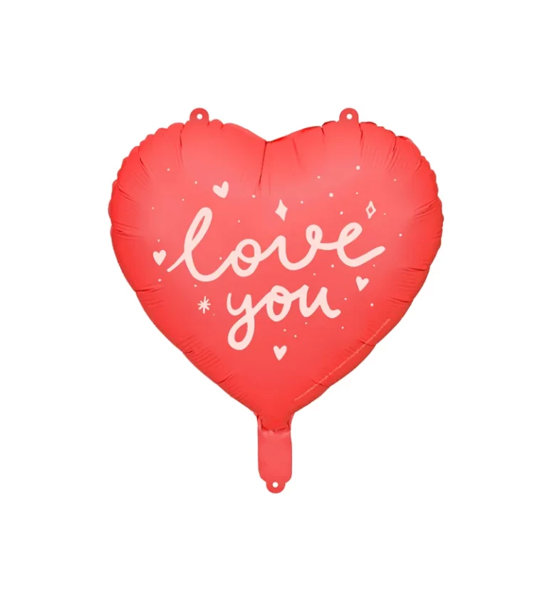 Fóliový červený balónek ve tvaru srdce - Love you