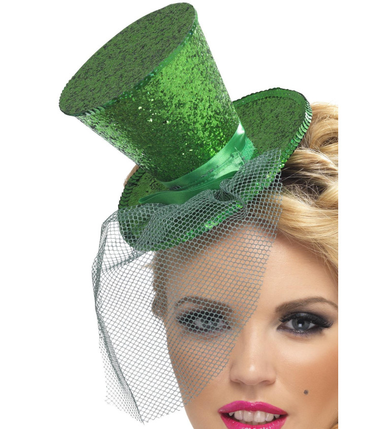 Čelenka s mini kloboučkem (zelená)