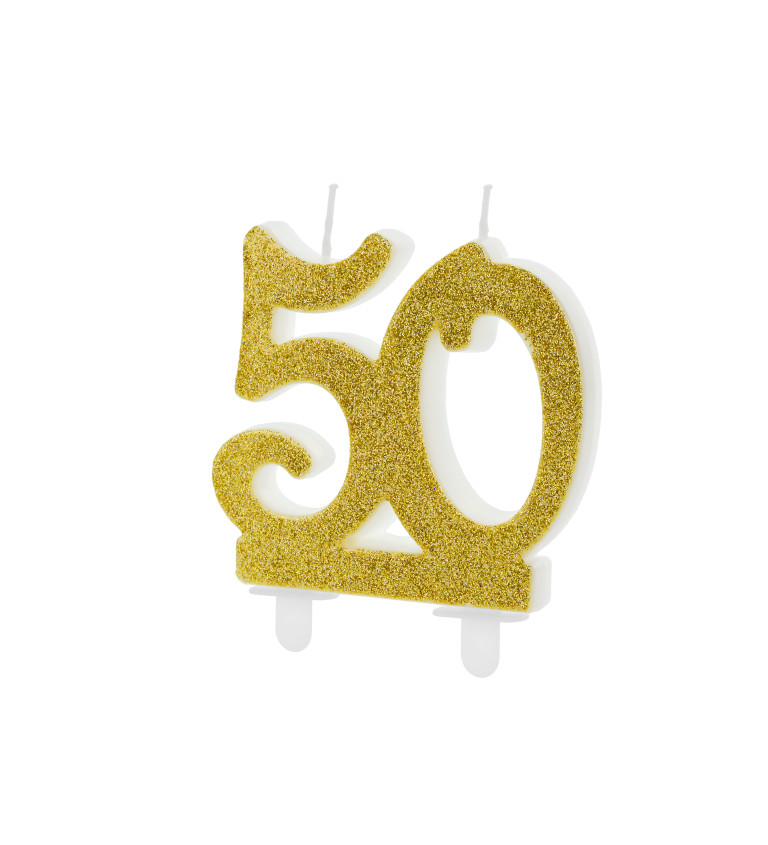 Zlatá svíčka dortová - číslo 50