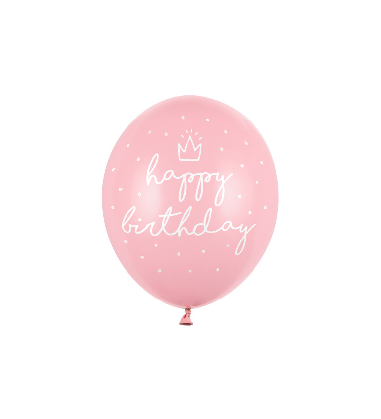 Latexový balónek růžový - happy birthday