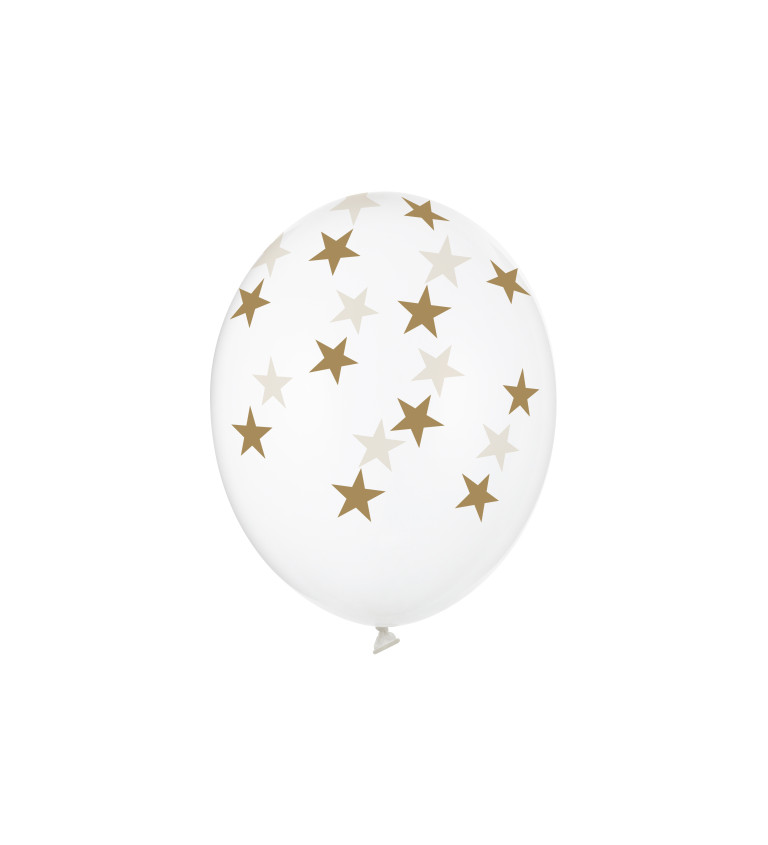 Průhledné latexové balónky se zlatými hvězdami