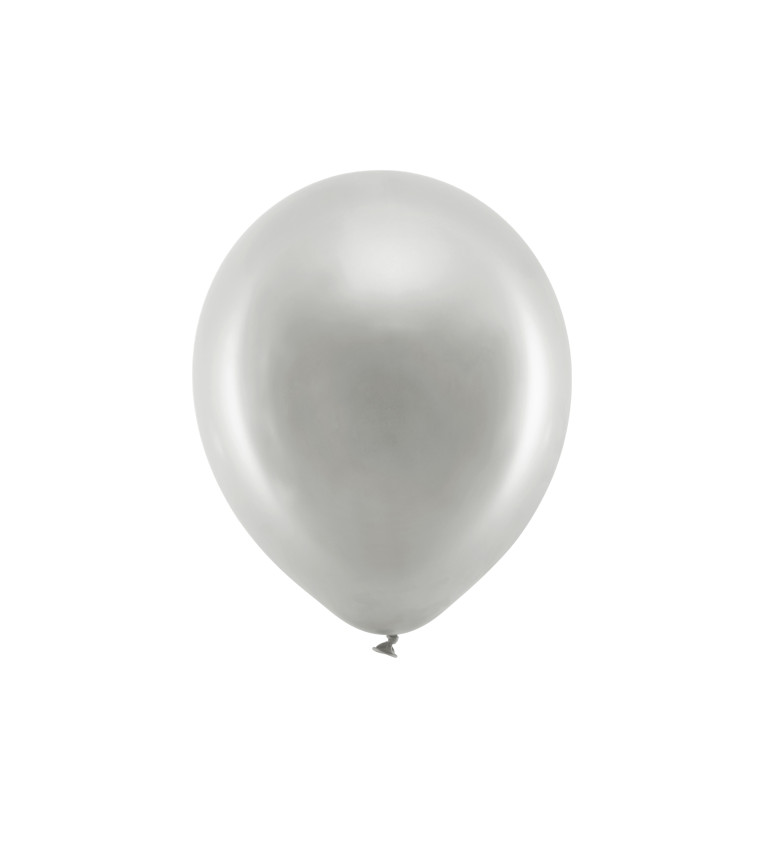 Latexový metalický balónek stříbrný - rainbow
