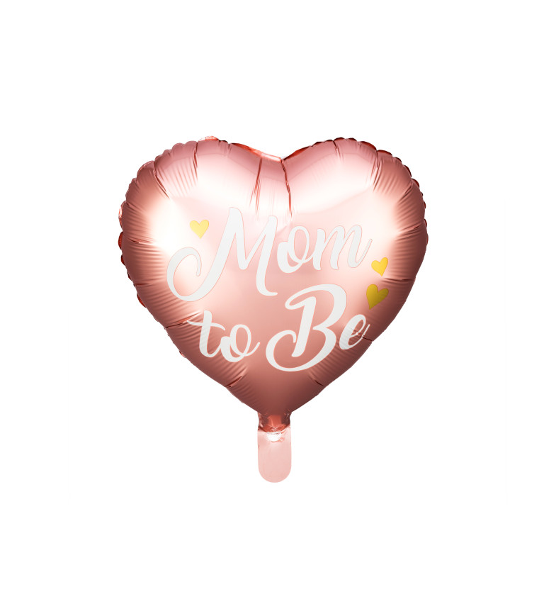 Fóliový balónek ve tvaru srdce rosegold - Mom to be