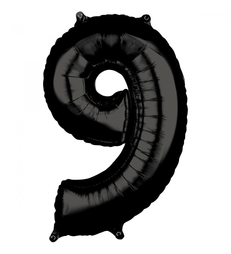 Fóliový balónek černý - číslo 9 (66cm)