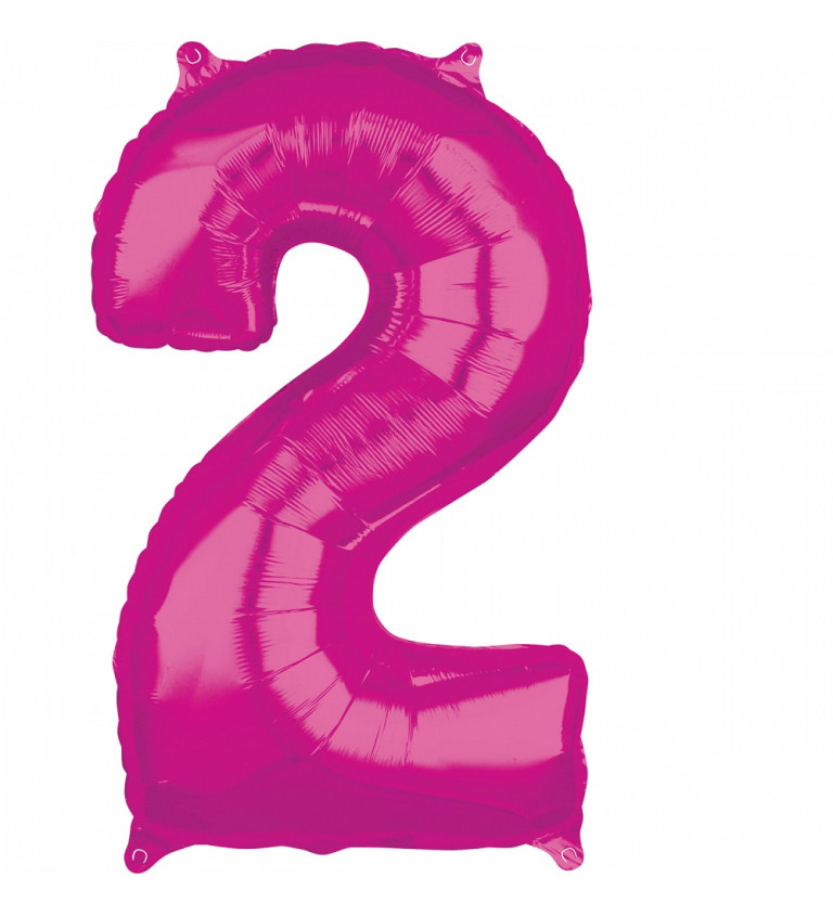 Fóliový balónek tmavě růžový - číslo 2 (66cm)