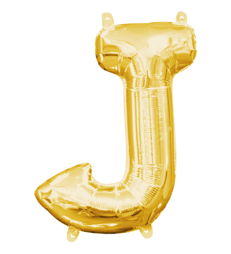 Zlatý foliový balónek ve tvaru písmene J