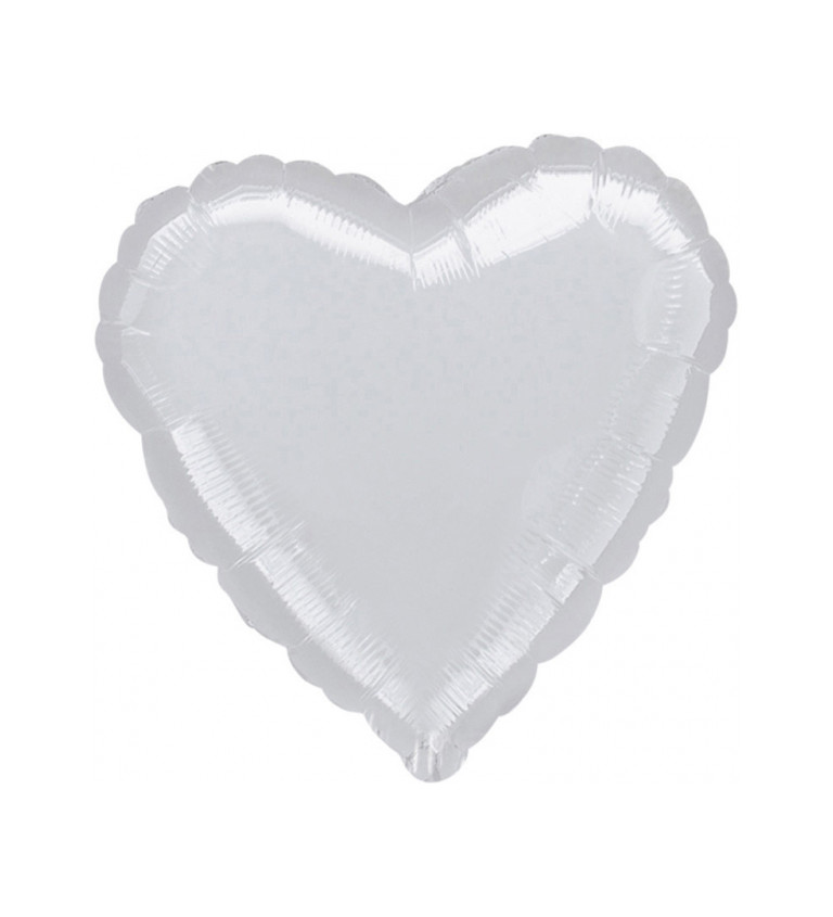 Stříbrný fóliový balónek - srdce (43cm)