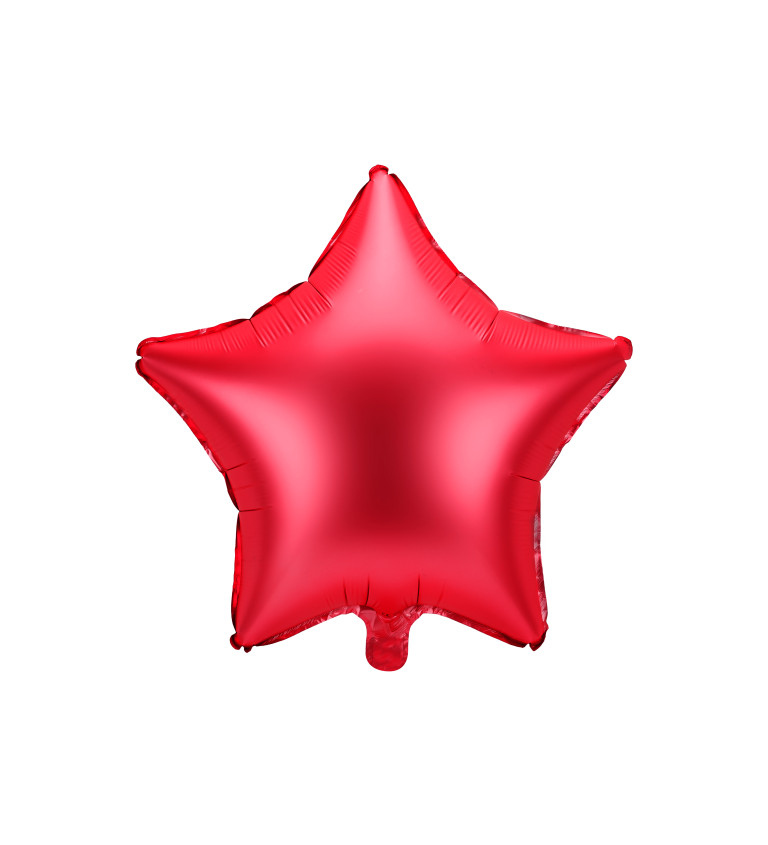 Metalický fóliový balónek ve tvaru hvězdy - červený