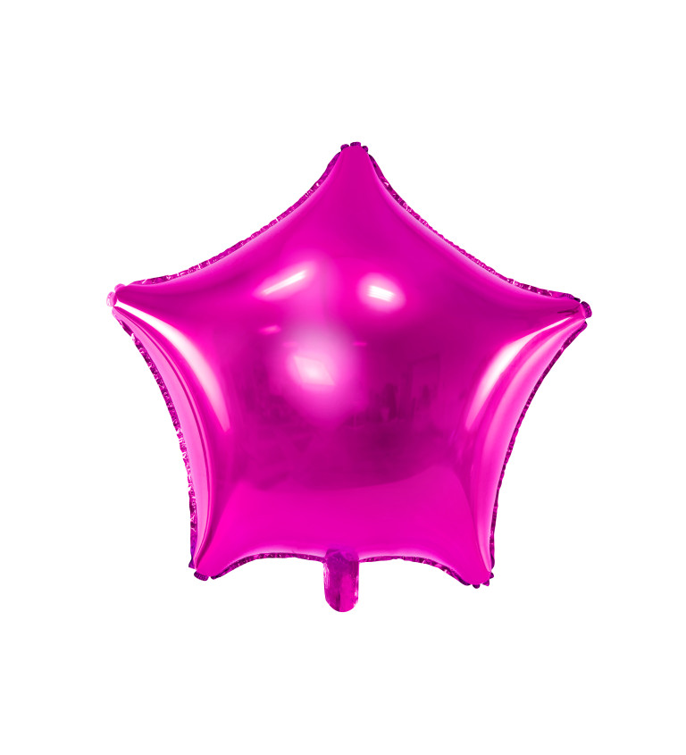 Tmavě růžový fóliový balónek ve tvaru hvězdy