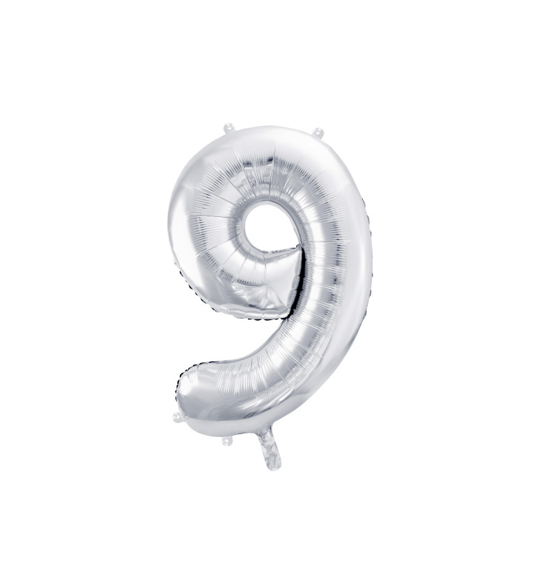Fóliový balónek stříbrný - číslo 9
