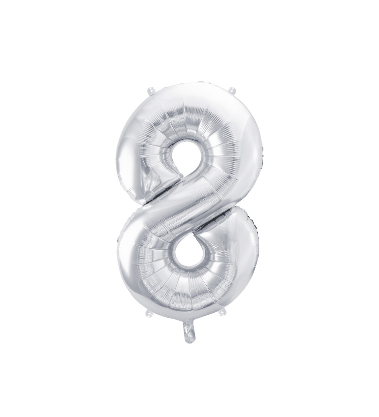 Fóliový balónek stříbrný - číslo 8 (86cm)