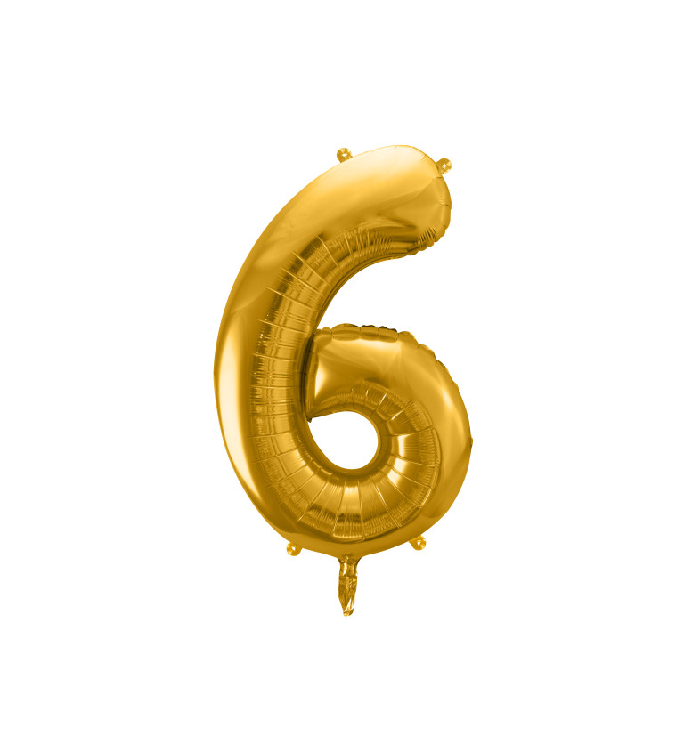 Fóliový balónek zlatý - číslo 6