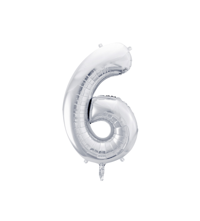 Fóliový balónek stříbrný - číslo 6