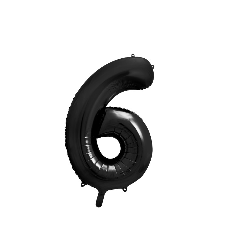 Fóliový balónek černý - číslo 6 (86cm)