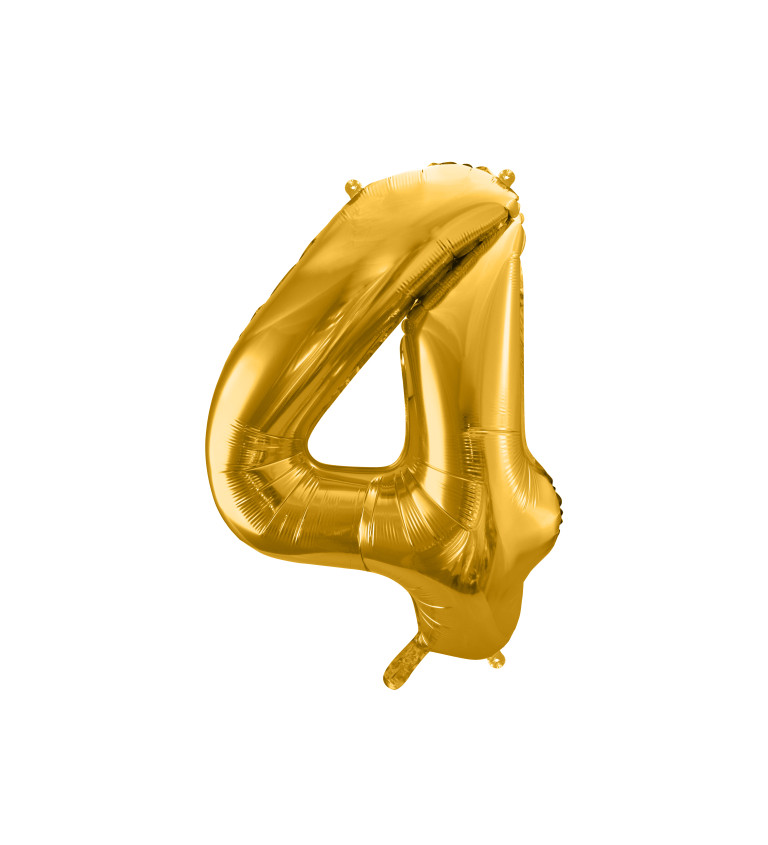 Fóliový balónek zlatý - číslo 4 (86cm)