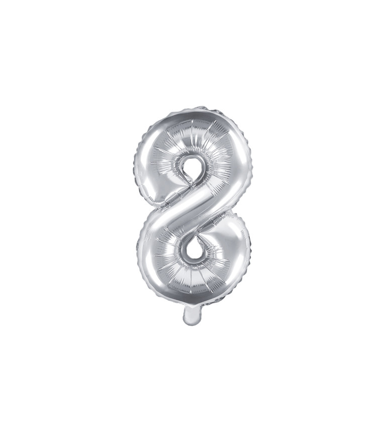 Fóliový balónek stříbrný - číslo 8 (35cm)