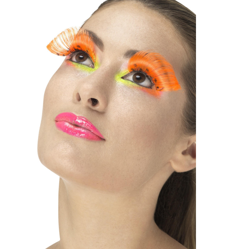 Neon řasy – oranžové s puntíky