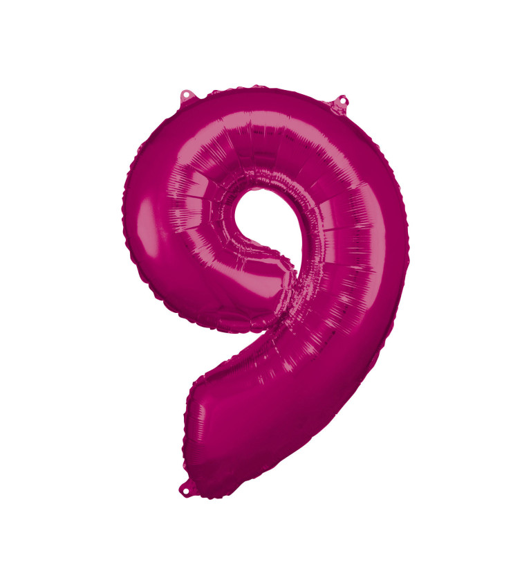 Fóliový balónek tmavě růžový - číslo 9 (89cm)