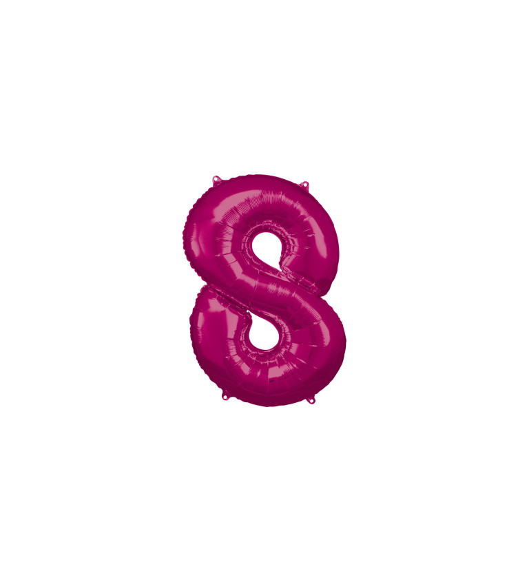 Fóliový balónek tmavě růžový - číslo 8 (86cm)