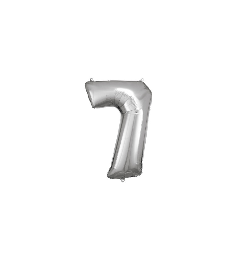 Fóliový balónek stříbrný - číslo 7 (84cm)