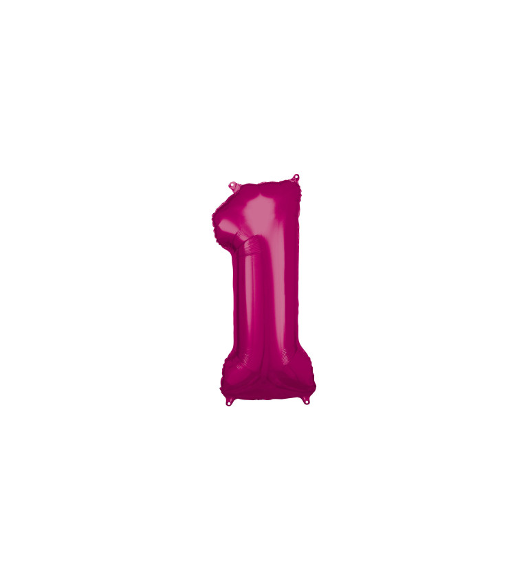 Fóliový balónek tmavě růžový - číslo 1 (88cm)