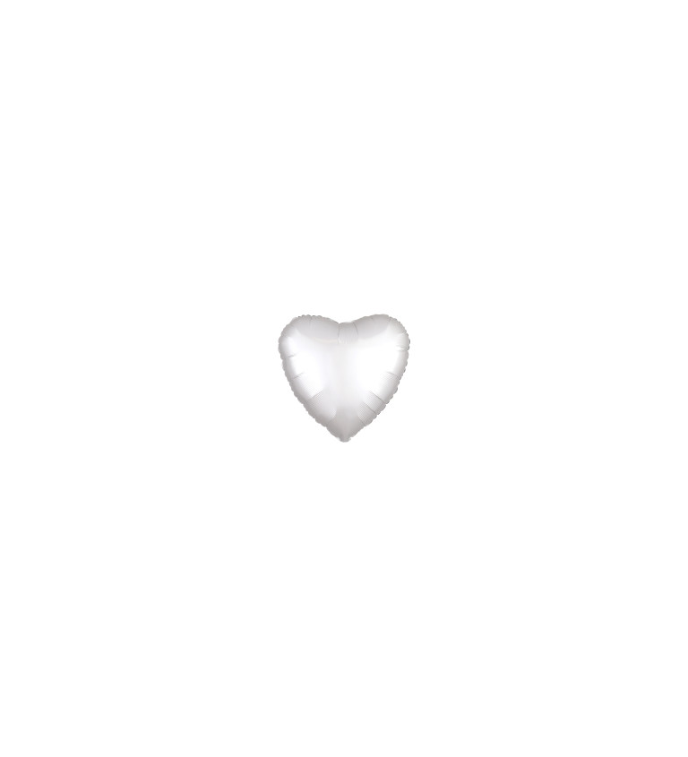 Metalický bílý fóliový balónek - srdce