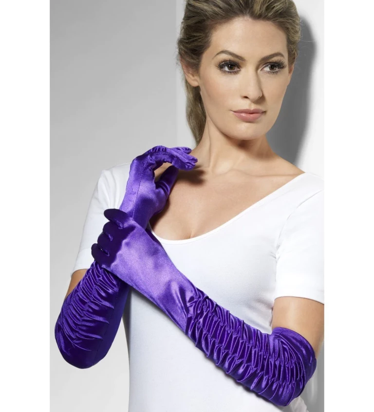Elegantní fialové rukavice - dlouhé