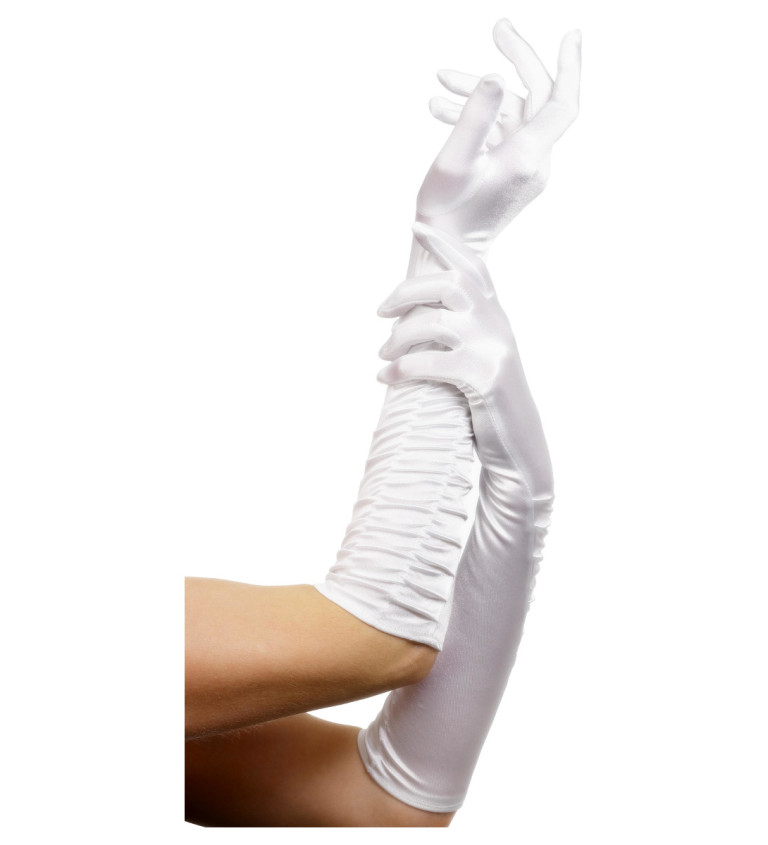 Elegantní bílé rukavice - dlouhé