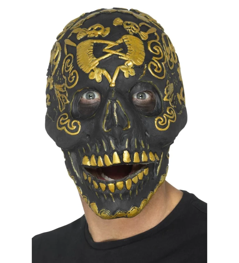 Maska lebky - černá, zlaté dobení