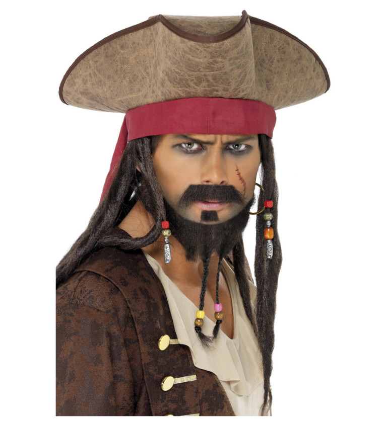 Trojhranný klobouk s dredy - Pirát