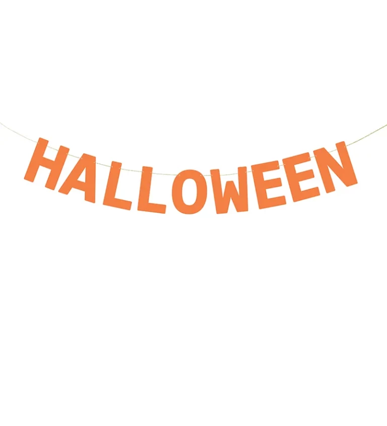 Banner oranžový s nápisem Halloween