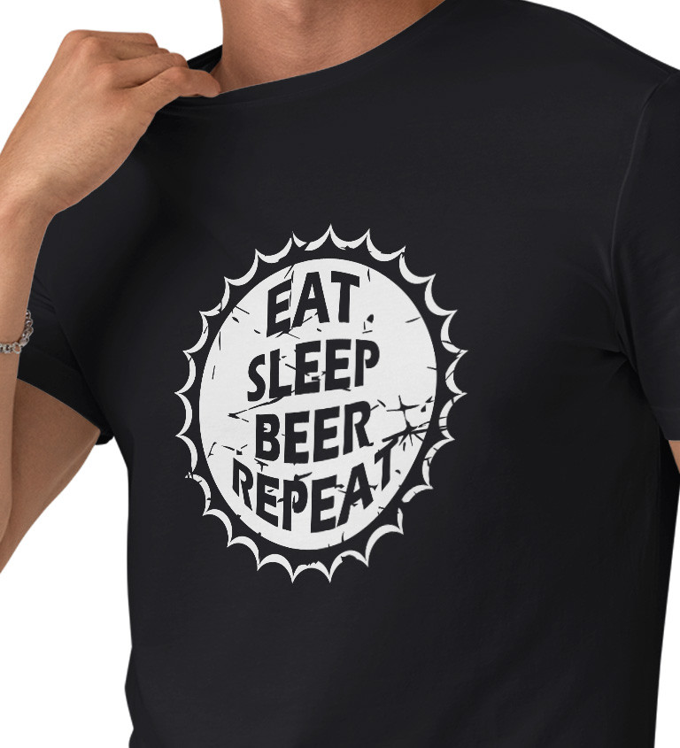 Pánské triko černé - Eat sleep beer repeat