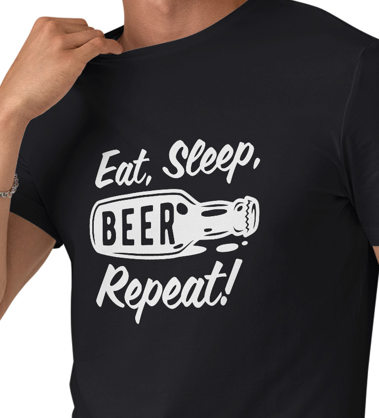 Pánské triko černé - Eat, sleep, beer, repeat!
