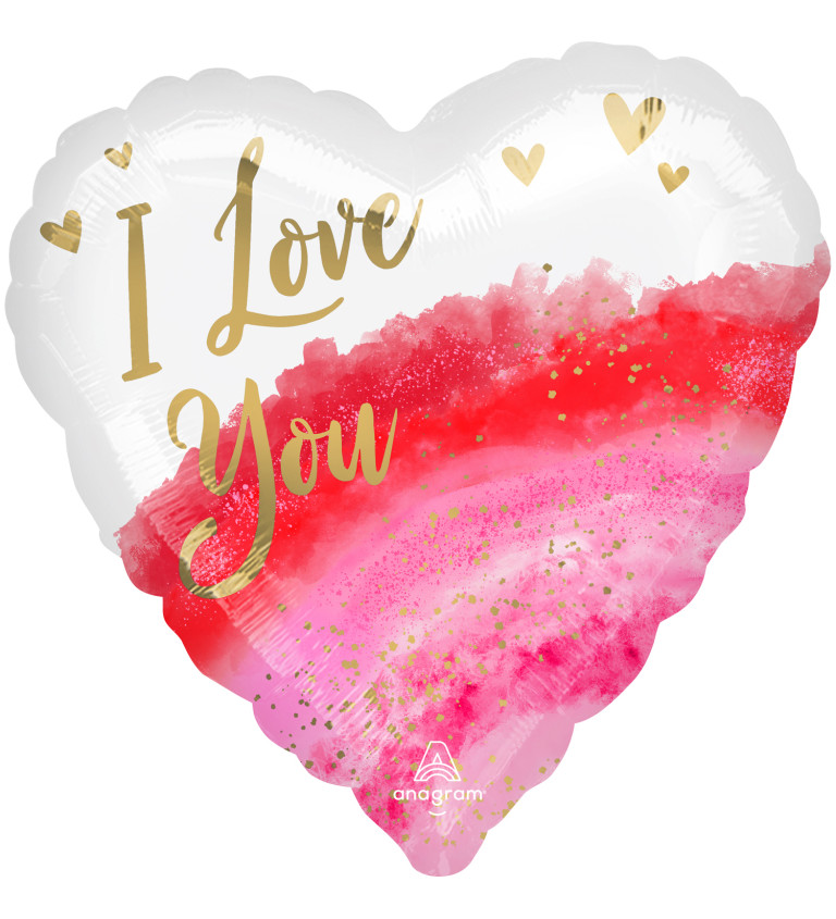 Foliový balónek - I love you růžové srdce