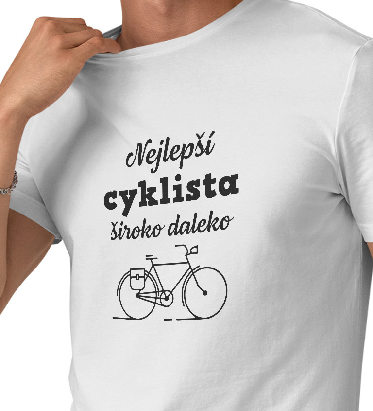 Pánské triko bílé - Nejlepší cyklista vůbec