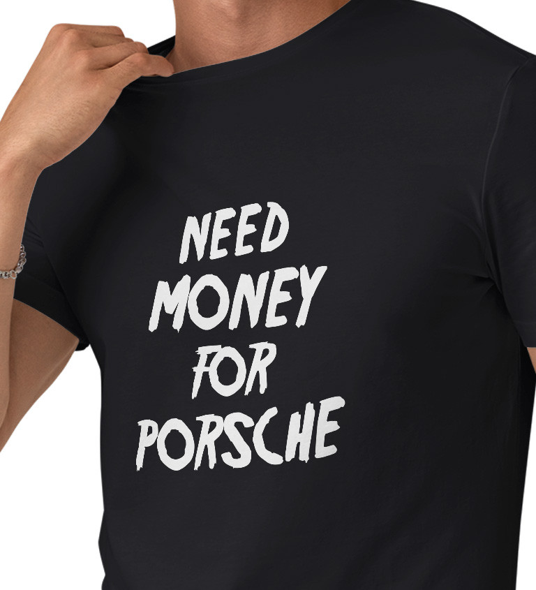 Pánské triko černé - money for Porsche