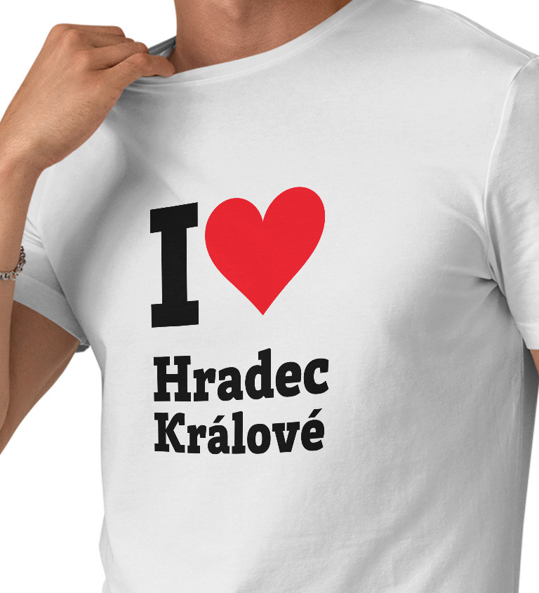 Pánské bílé triko - I love Hradec Králové