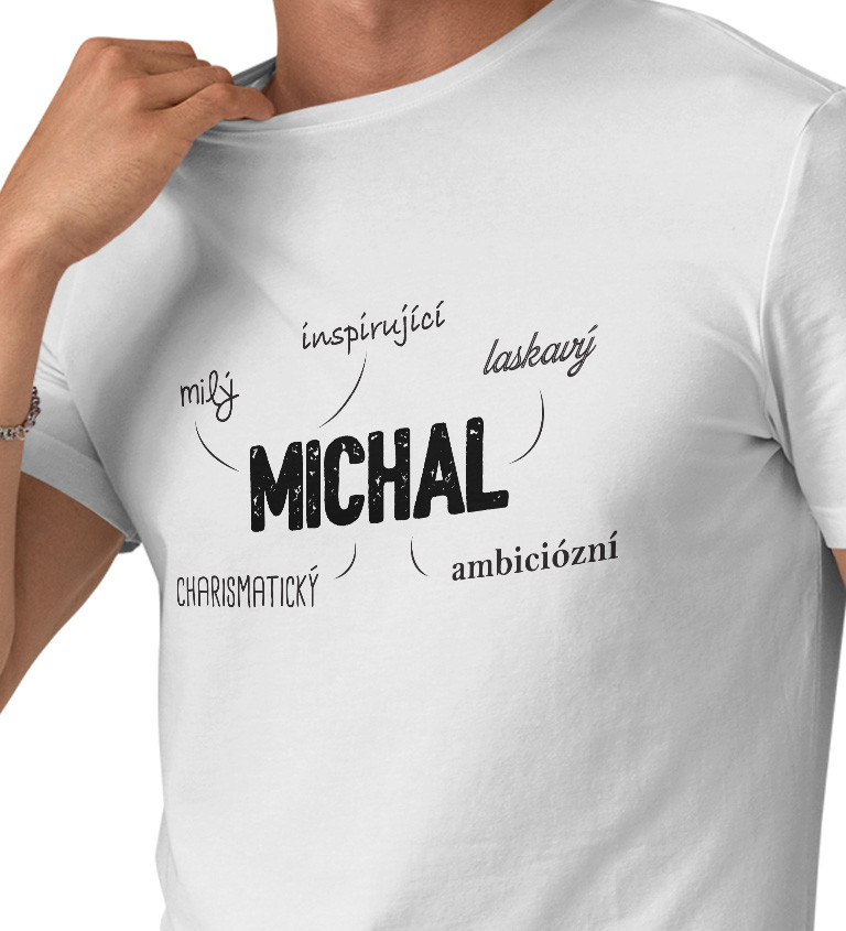 Pánské triko bílé - jméno Michal