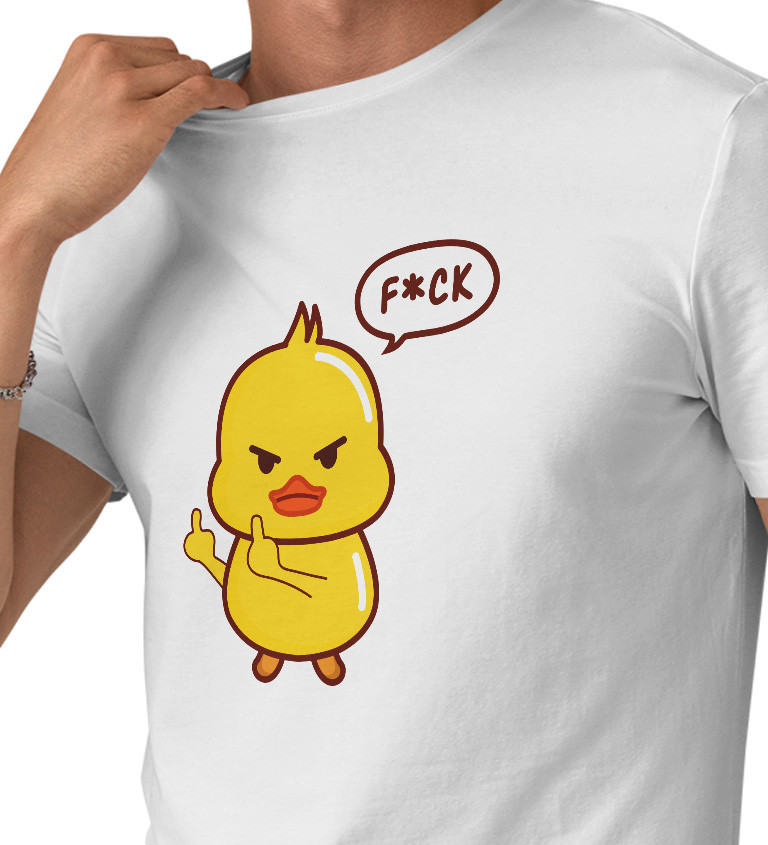 Pánské triko bílé - F*ck angry kuře