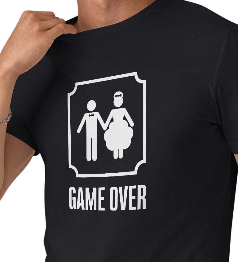 Pánské triko černé - Game over manželé