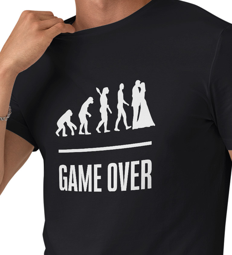 Pánské triko černé - Game over evoluce rozlučka